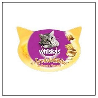 WHISKAS FRIANDISE POULET FROMAGE 60G IRRESISTIBLE 