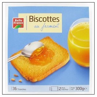 BISCOTTES FROMENT 300G 36 TRANCHES BELLE FRANCE 