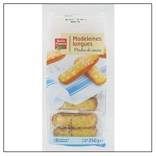 MADELEINES LONGUES PERLES SUCRE 250G BELLE FRANCE 